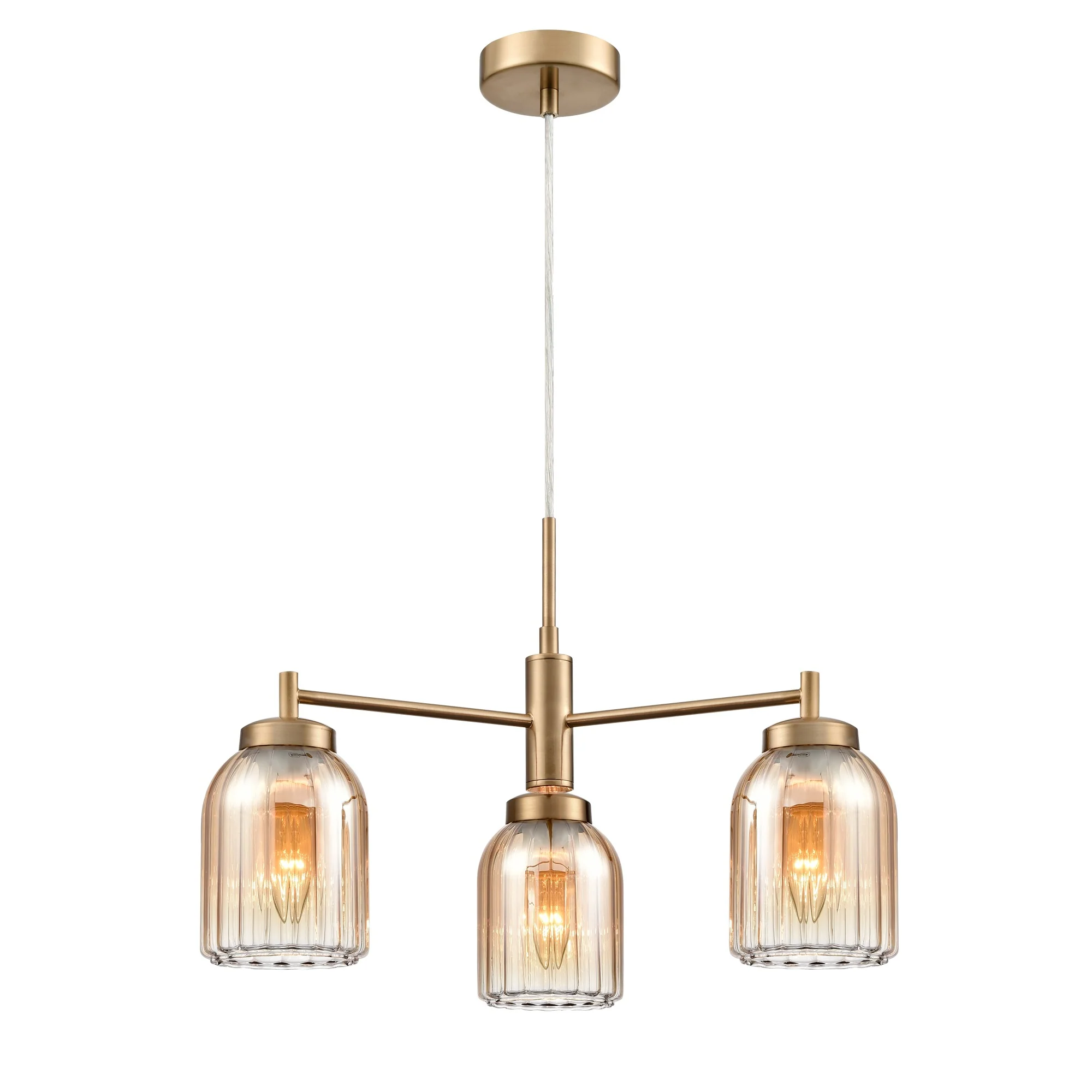 Franklite Caligo Ceiling Light – 3 Lights – Aged Brass