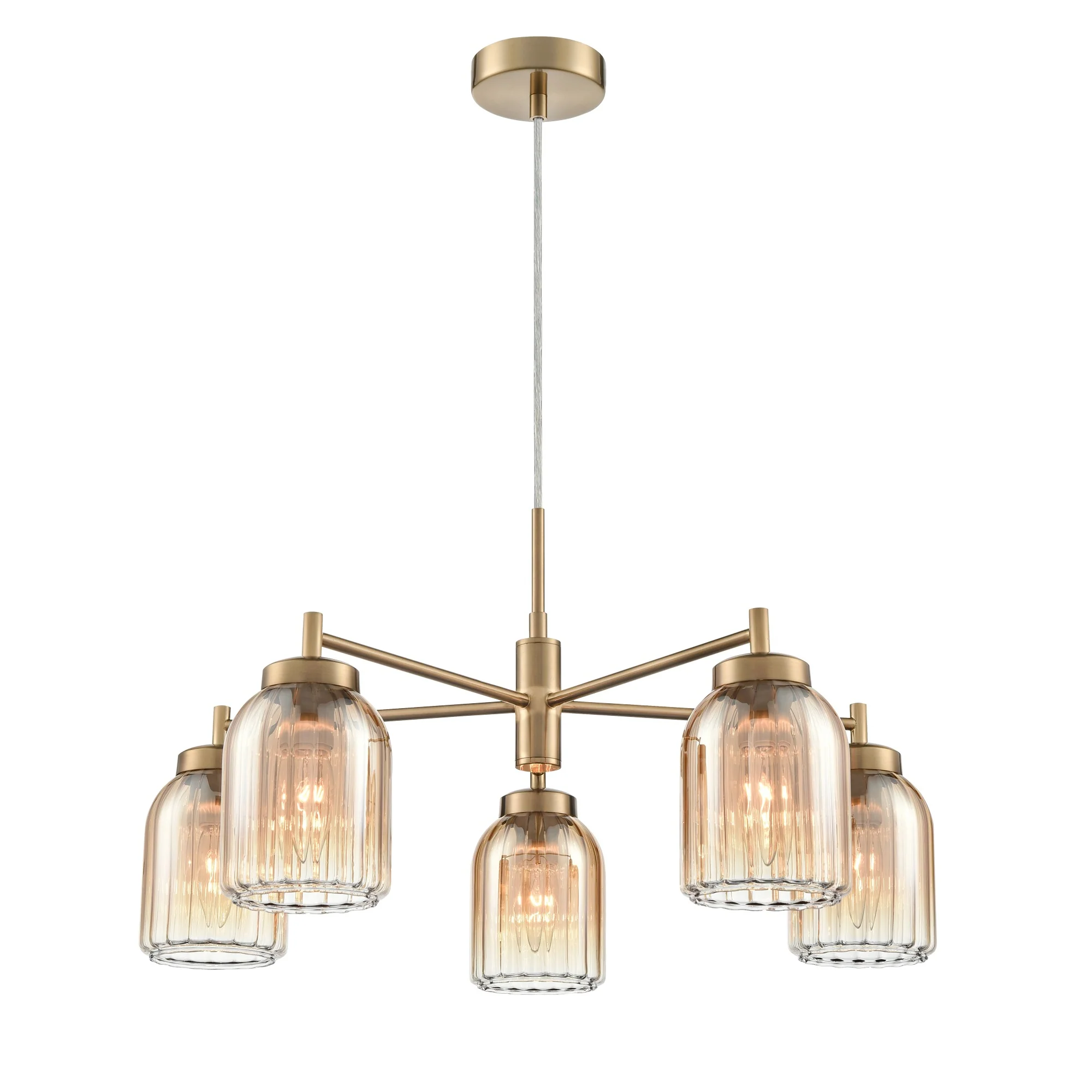 Franklite Caligo Ceiling Light – 5 Lights – Aged Brass