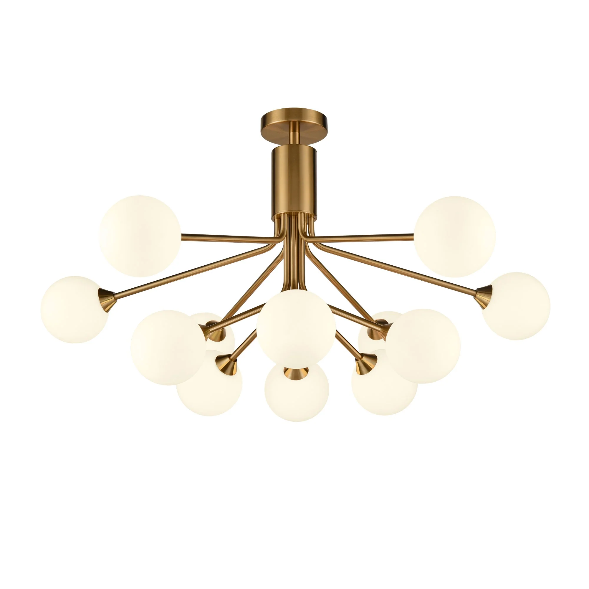 Franklite Cosmic 12 Light Pendant Light – Antique Gold & Opal Glass - Image 2