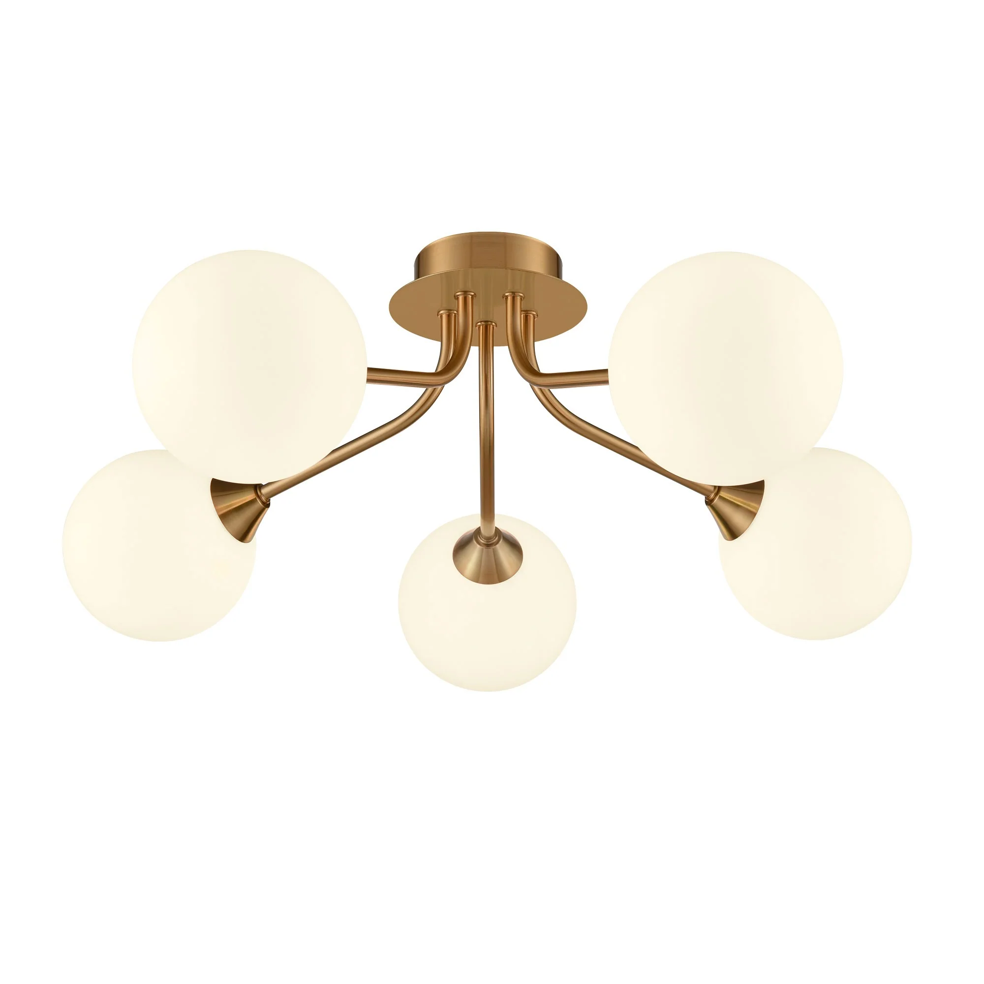 Franklite Cosmic 5 Light Fitting – Antique Gold & Opal Glass