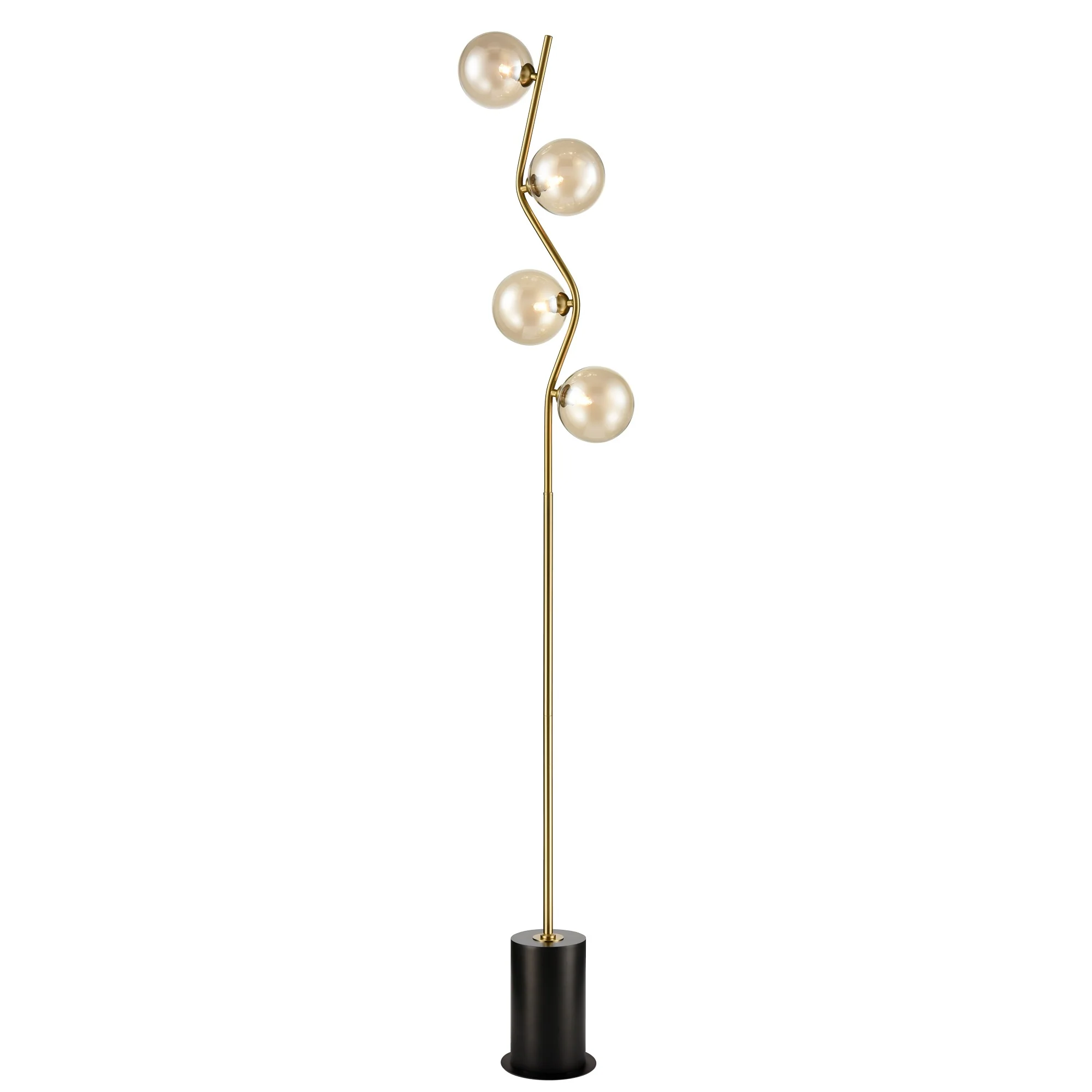 Franklite Cosmic Floor Lamp – Antique Gold and Amber Glass