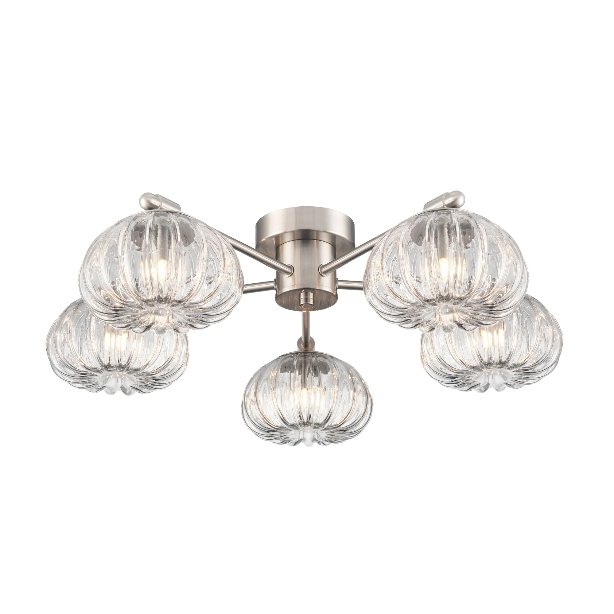 Franklite Harvest Flush Fitting – 5 Lights – Satin Nickel