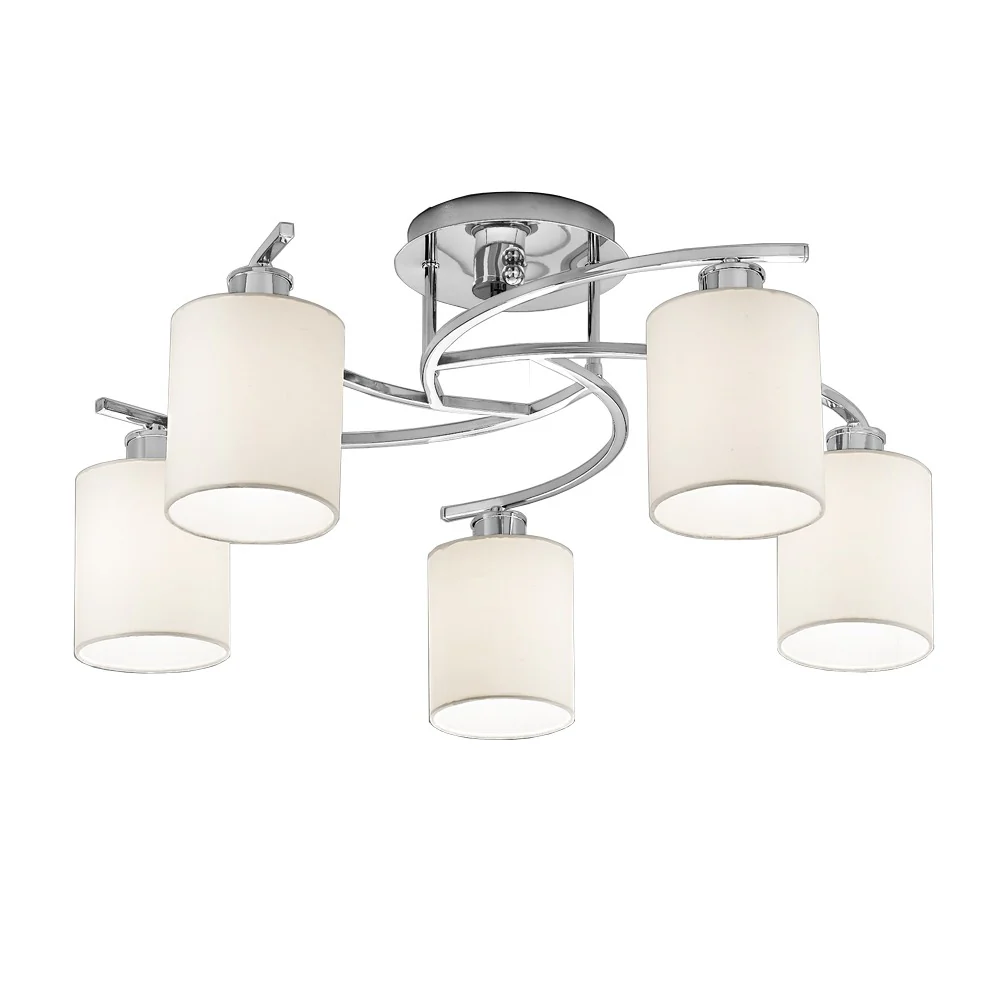 Franklite Hexx 5 Light Ceiling Light – Cylindrical Shades