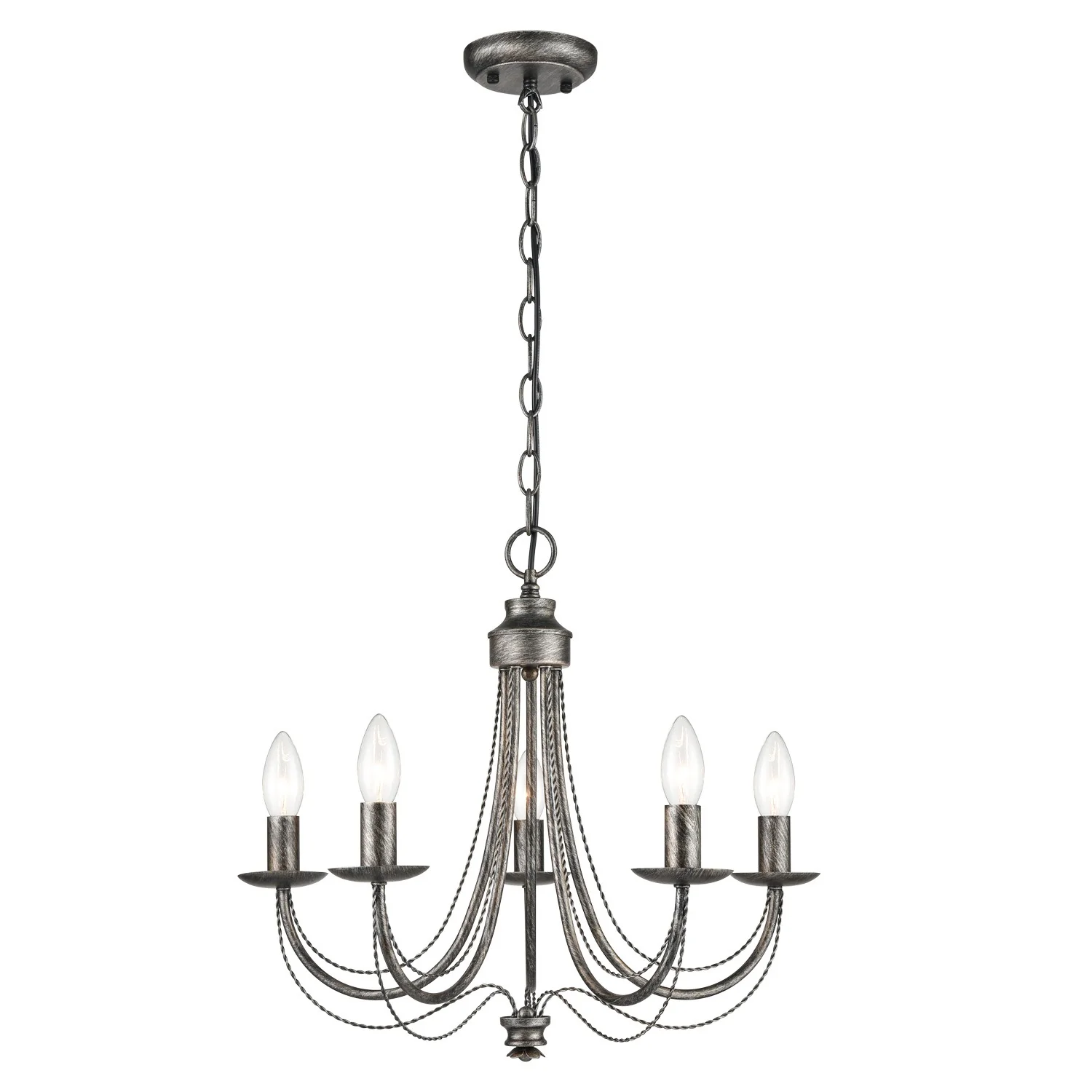 Franklite Philly Light Fitting – 5 Lights – Black Brushed Silver