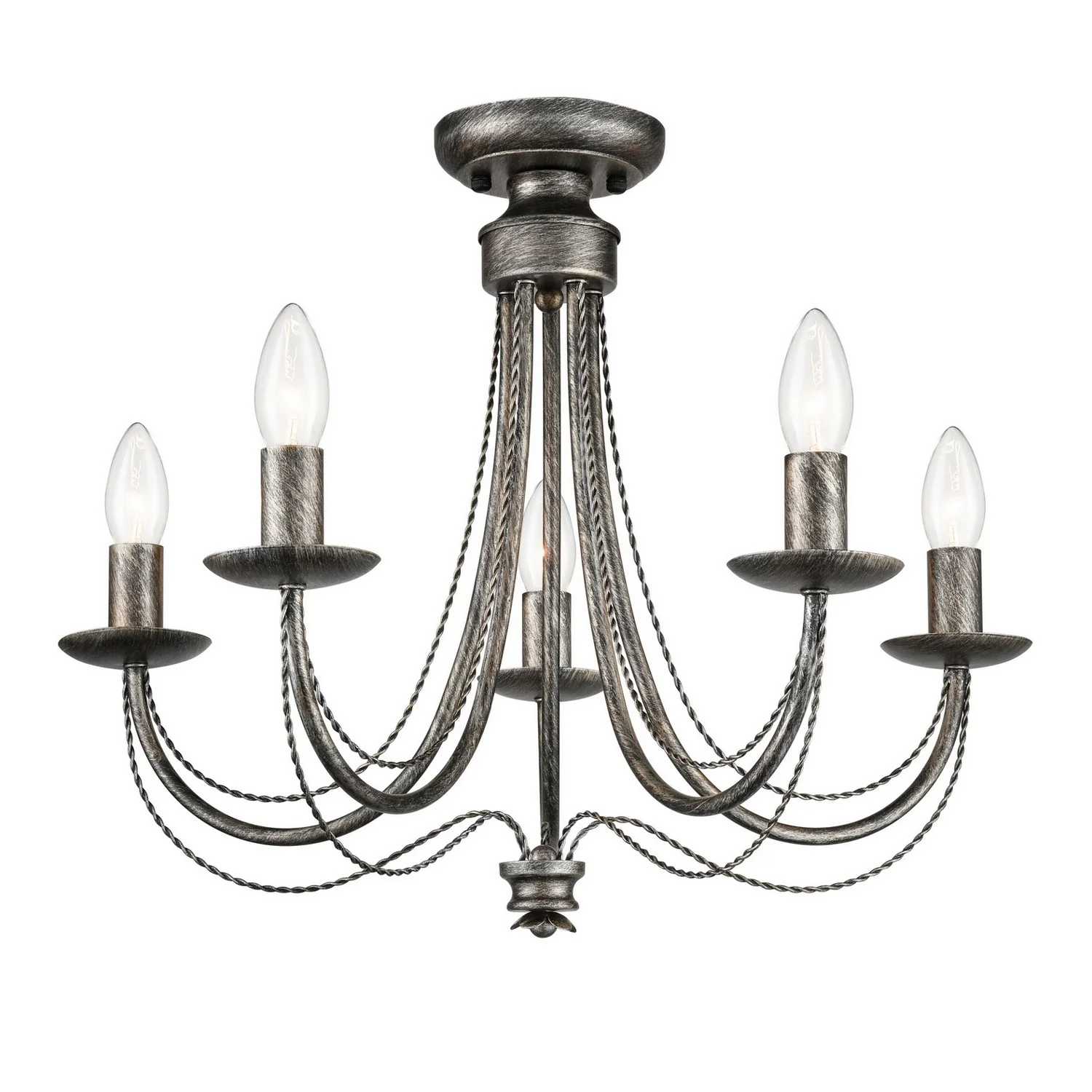 Franklite Philly Light Fitting – 5 Lights – Black Brushed Silver - Image 2