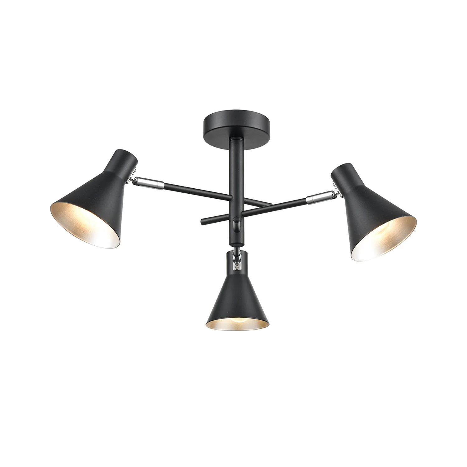 Franklite Skoop 3 Light Fitting – Black and Silver