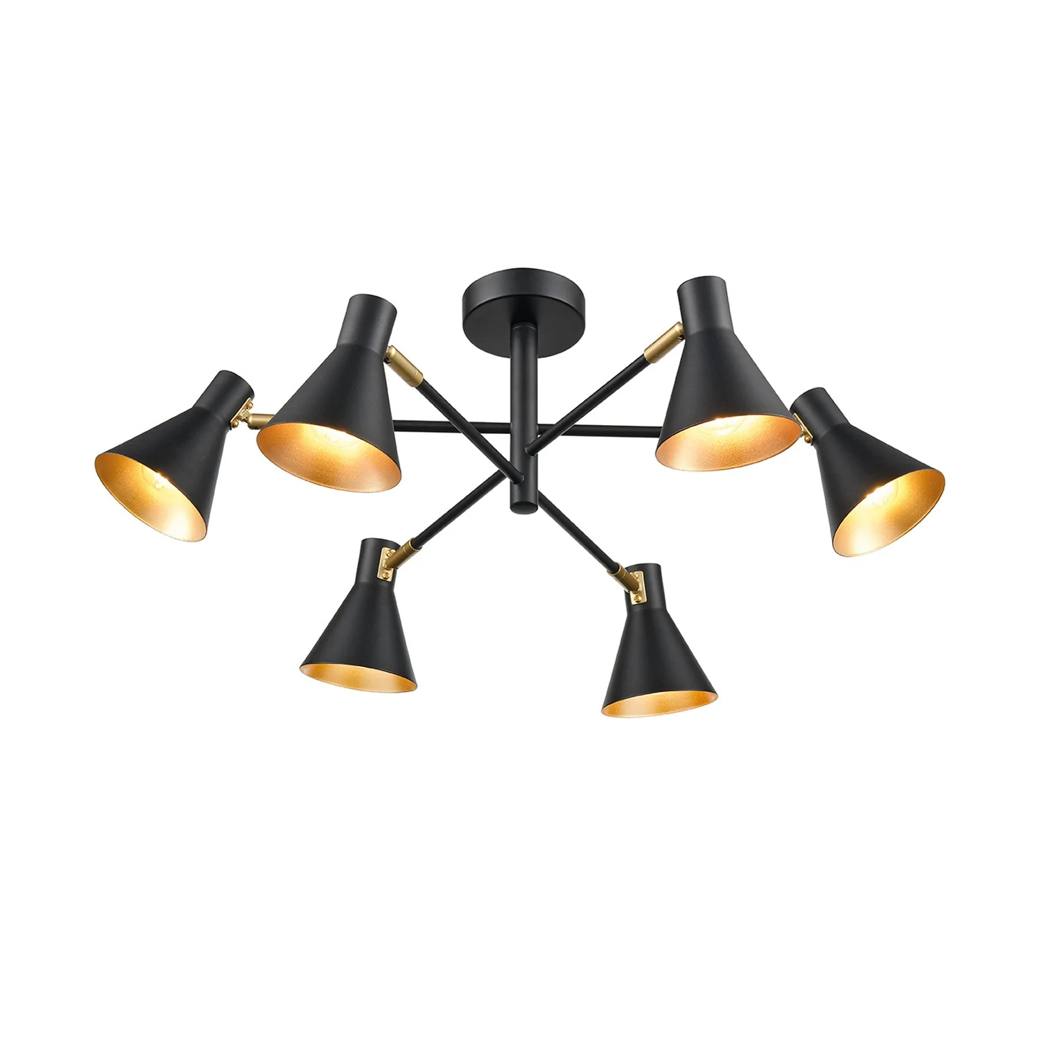 Franklite Skoop 6 Light Fitting – Black and Gold