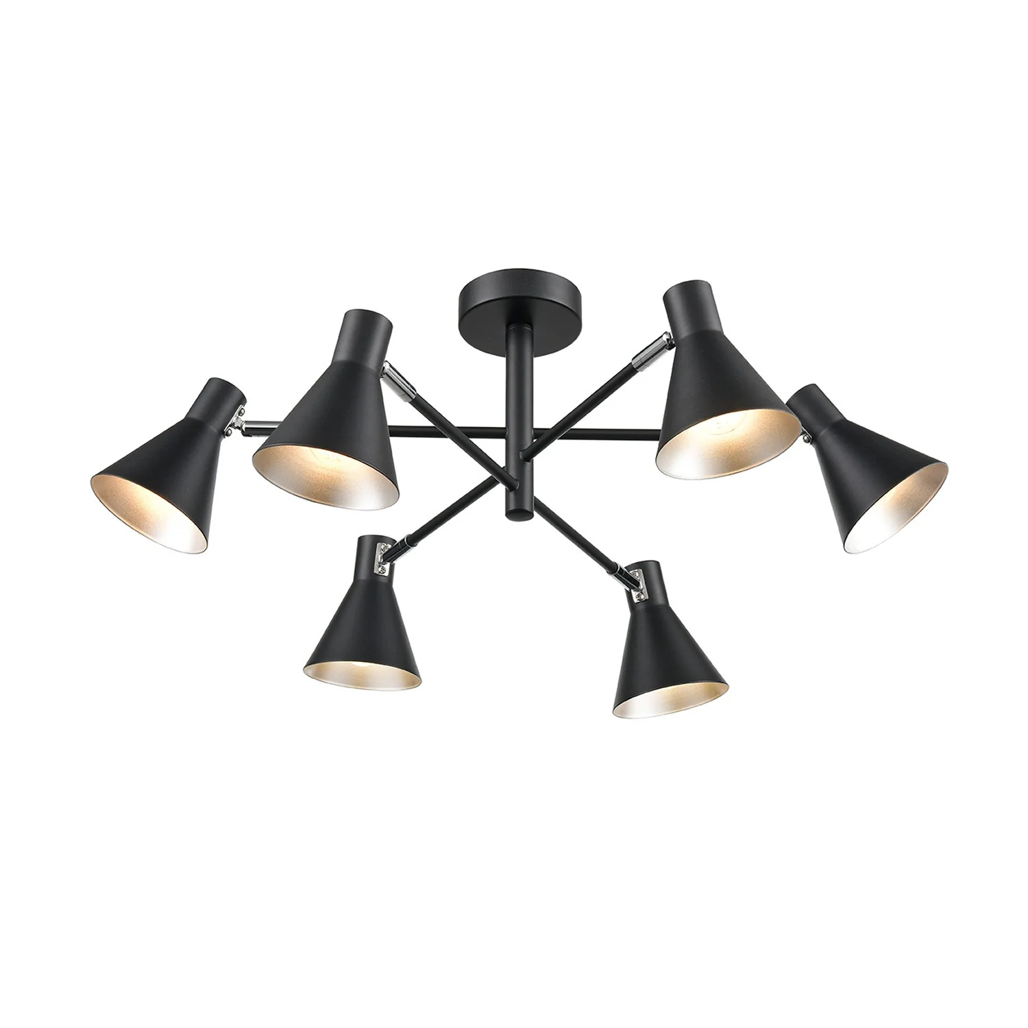 Franklite Skoop 6 Light Fitting – Black and Silver
