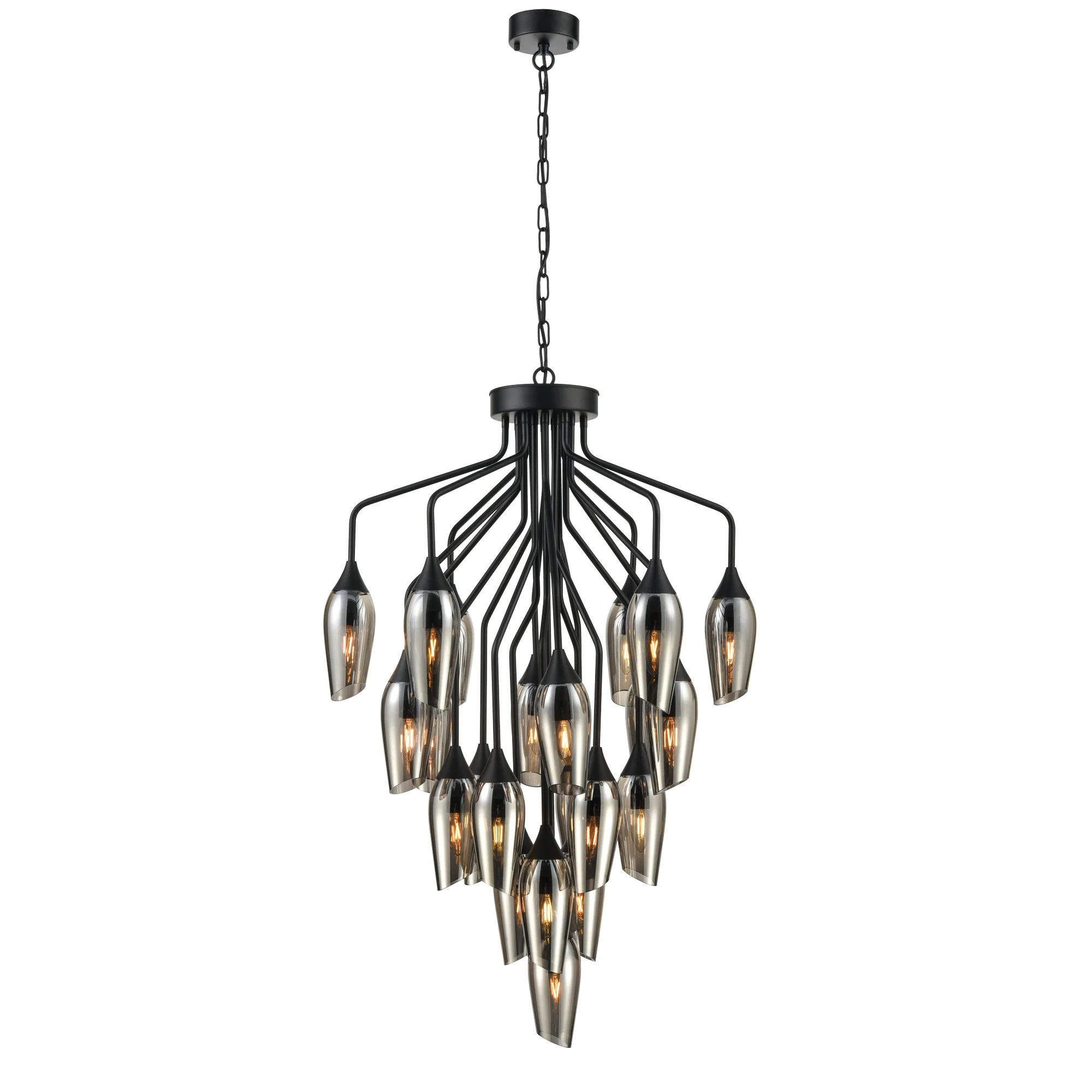 Franklite Taper 22 Light Chandelier – Smoked Glass