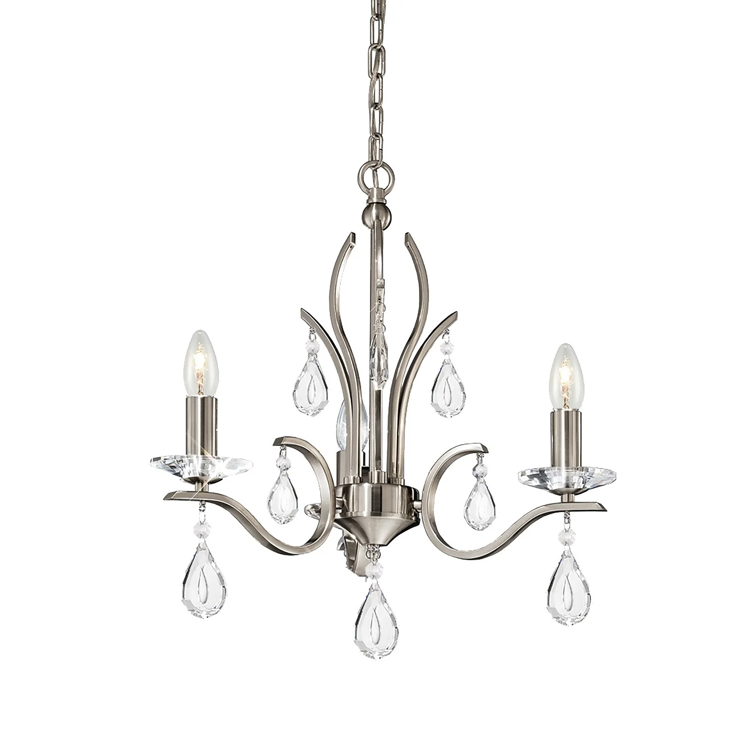 Franklite Willow Chandelier – 3 Lights – Satin Nickel