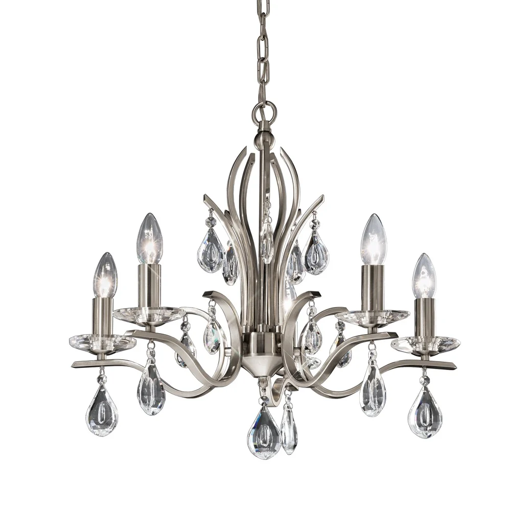 Franklite Willow Chandelier – 5 Lights – Satin Nickel