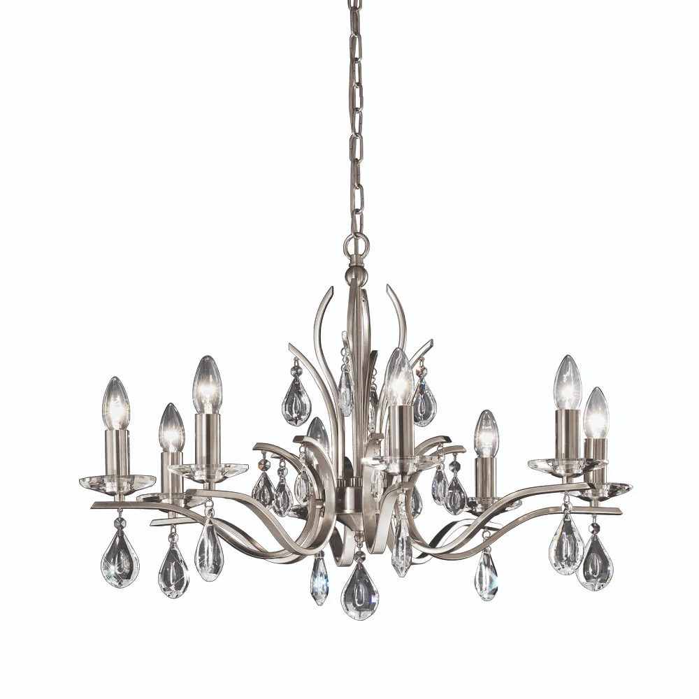 Franklite Willow Chandelier – 8 Lights – Satin Nickel