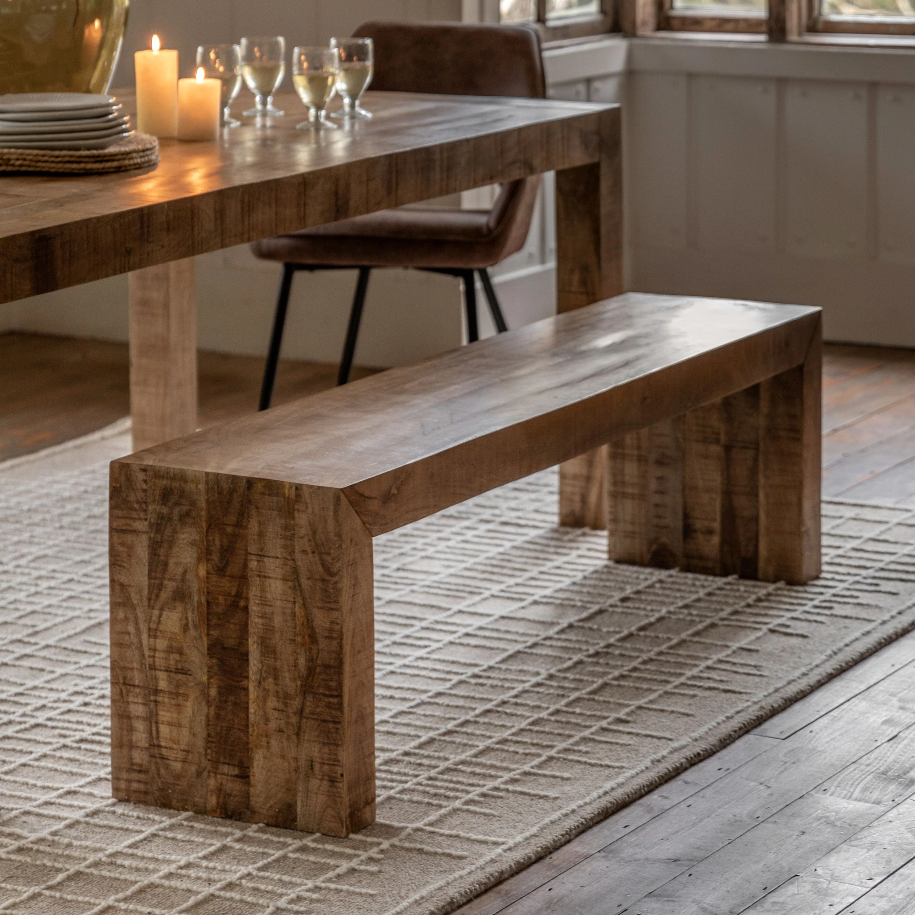 Girisha Dining Bench – Natural - Image 4