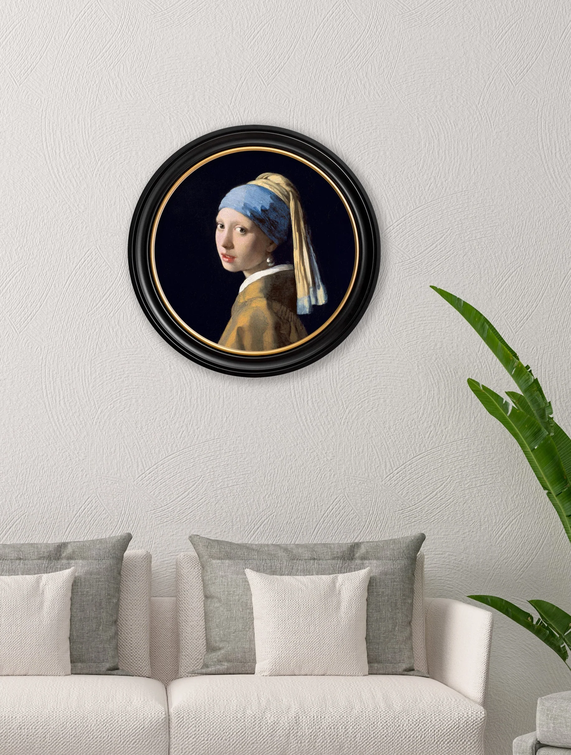 Girl with a Pearl Earring by Johannes Vermeer – Oxford Round Framed Print - Image 2