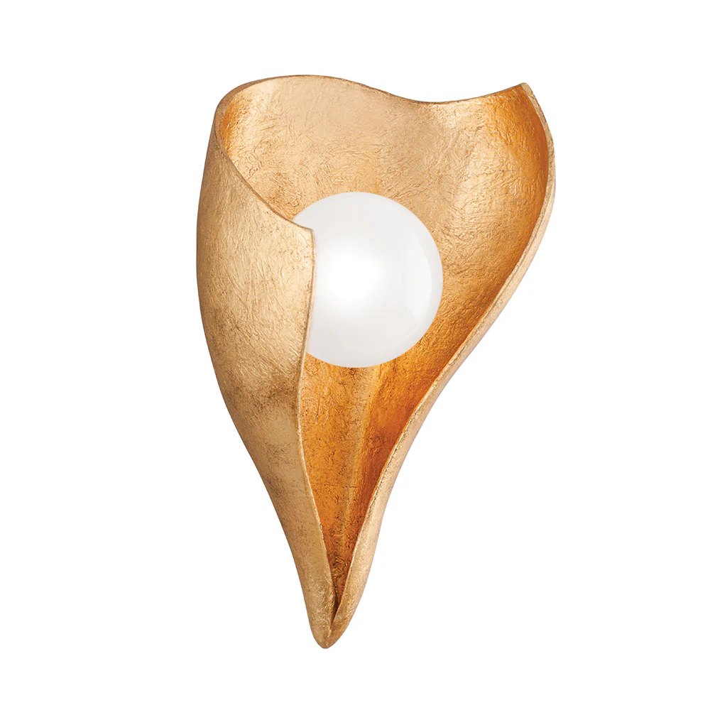 Hudson Valley Lighting Moonstone Wall Sconce – Vintage Gold Leaf