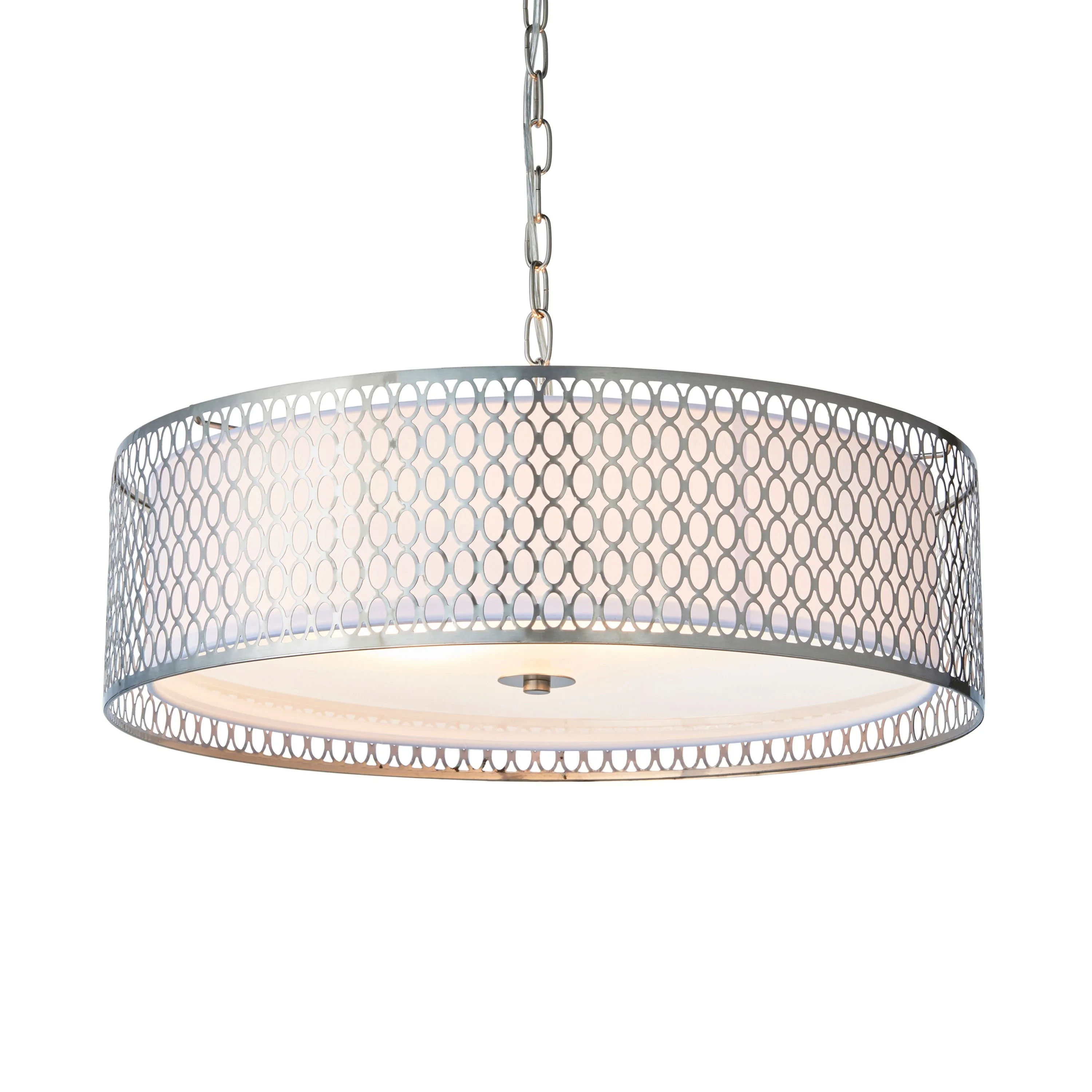Isadora Small Pendant Light - Satin Nickel and White