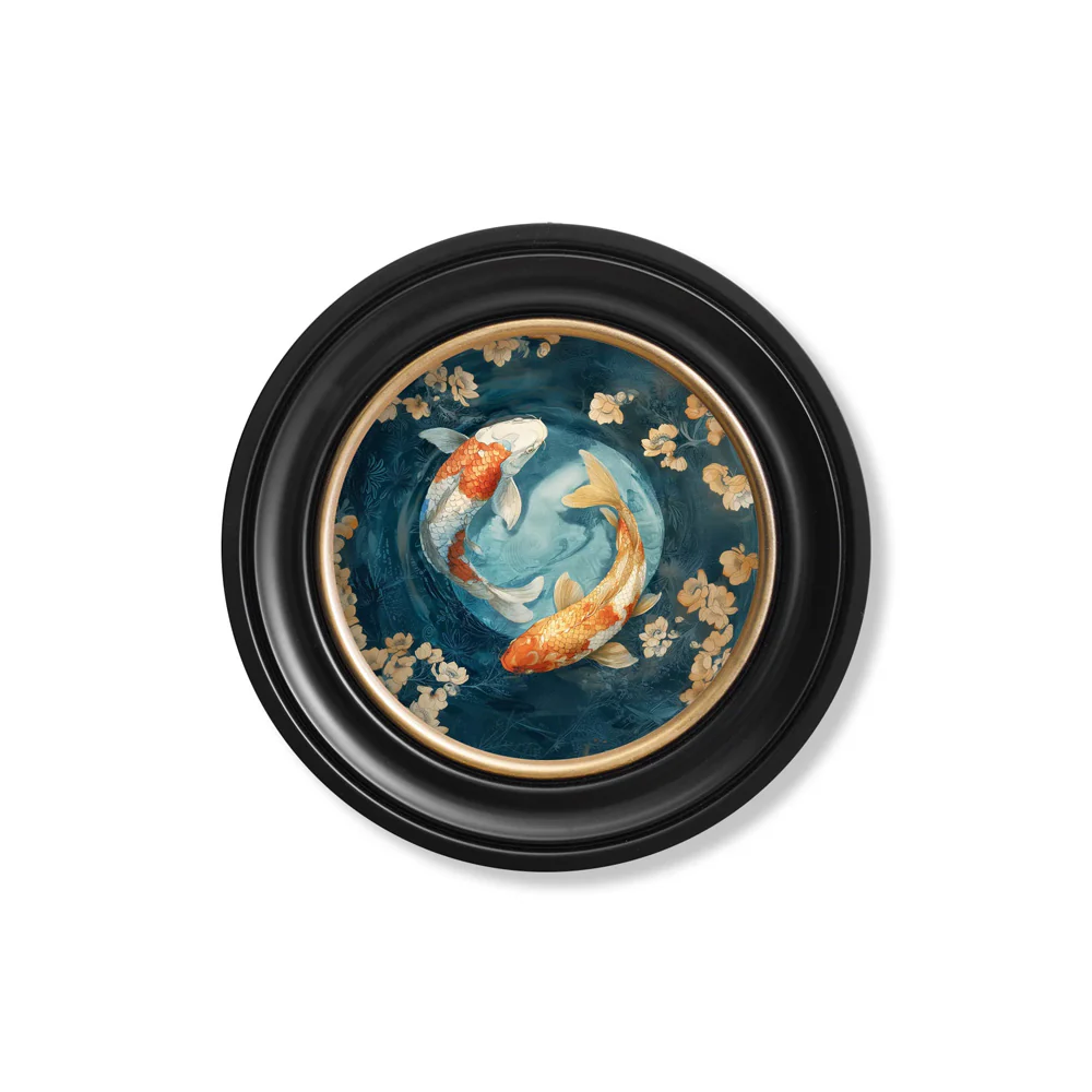 Japanese Koi Carp Dawn - Oxford Round Frame