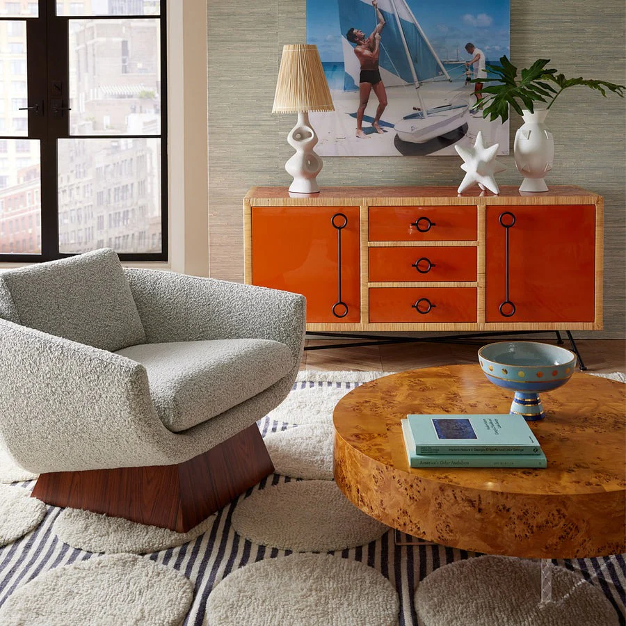 Jonathan Adler Beaumont Rosewood Lounge Chair – Olympus Salt and Pepper Boucle - Image 8