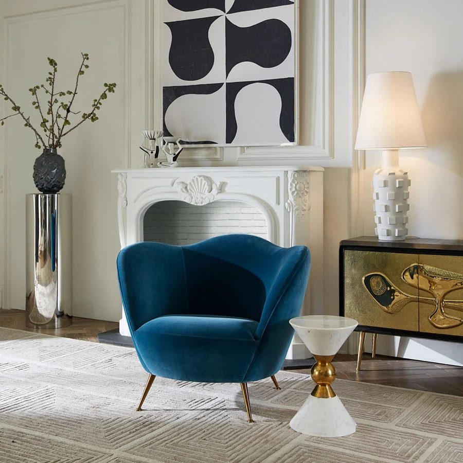 Jonathan Adler Ripple Armchair – Varese Petrol Velvet - Image 7