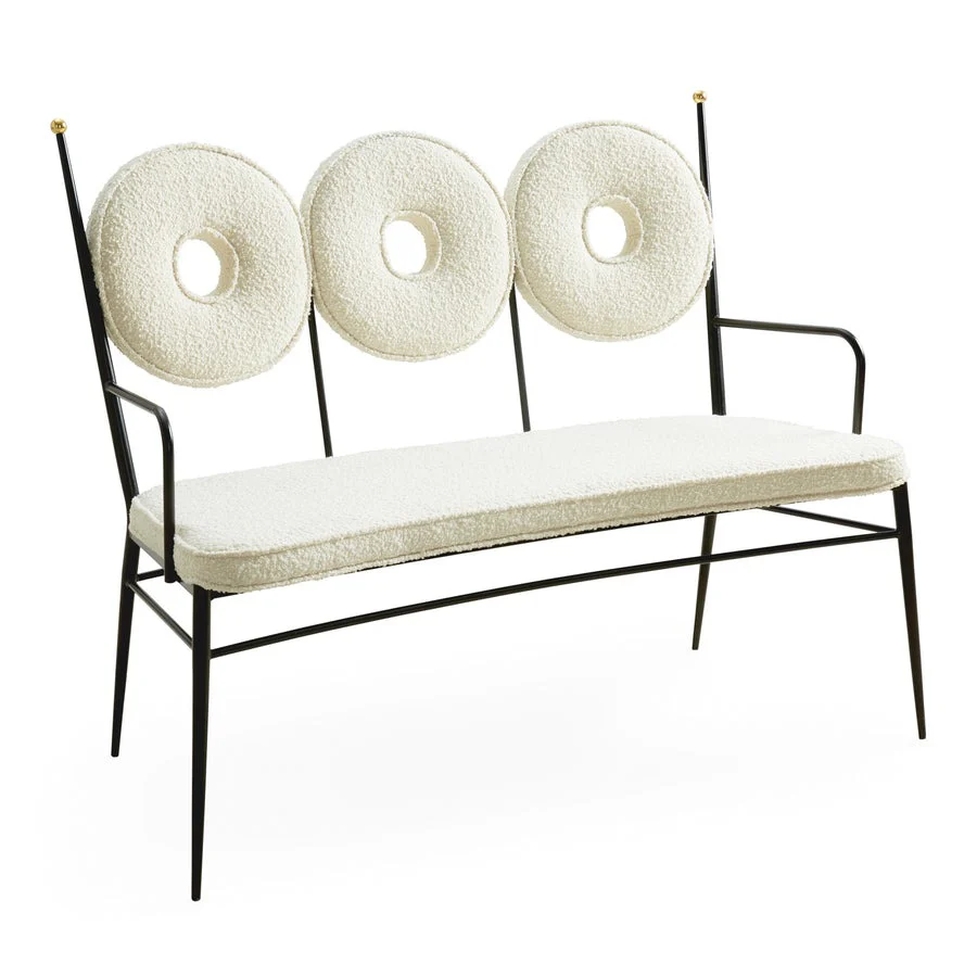 Jonathan Adler Rondo Bench – Oatmeal Bouclé - Image 2