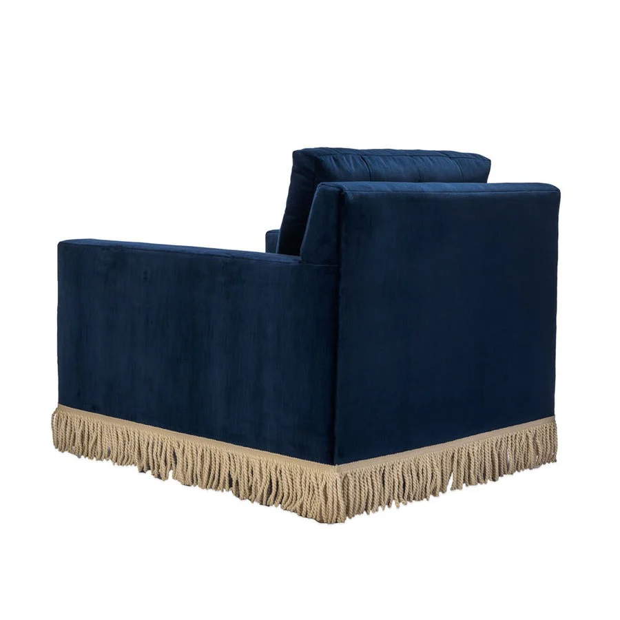 Jonathan Adler Wright Lounge Chair with Bullion Fringe – Canterbury Navy - Image 5