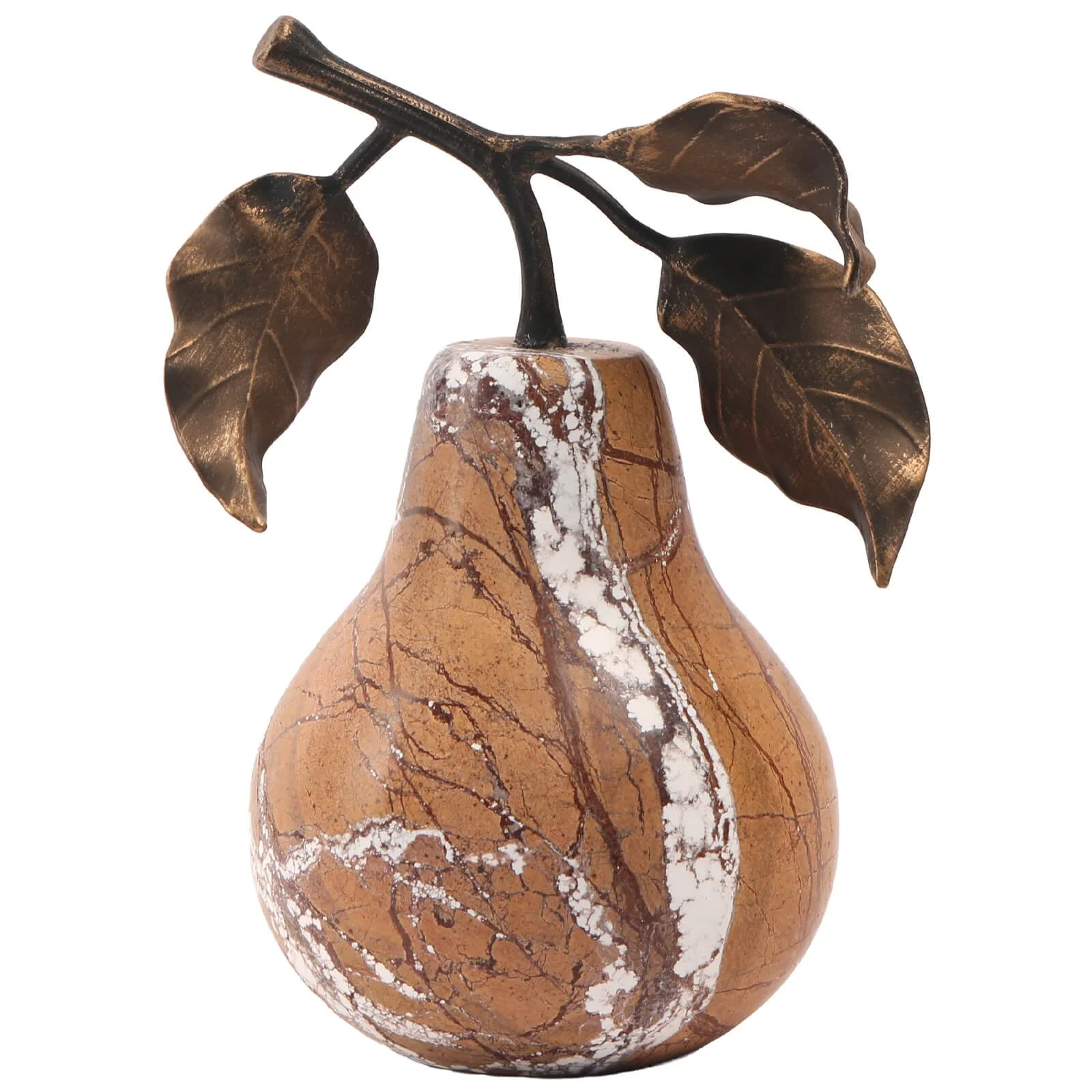 Keiichi Pear Ornament – Golden Bronze Marble