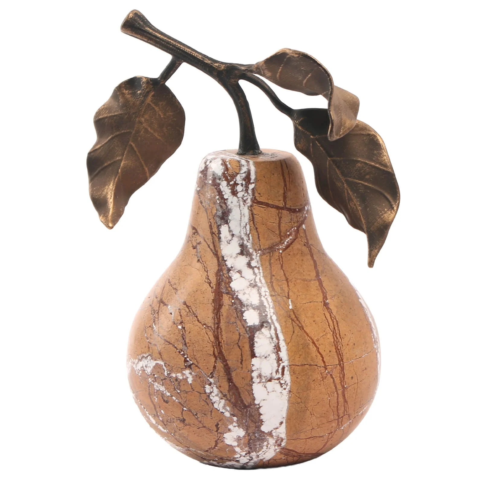 Keiichi Pear Ornament – Golden Bronze Marble - Image 2