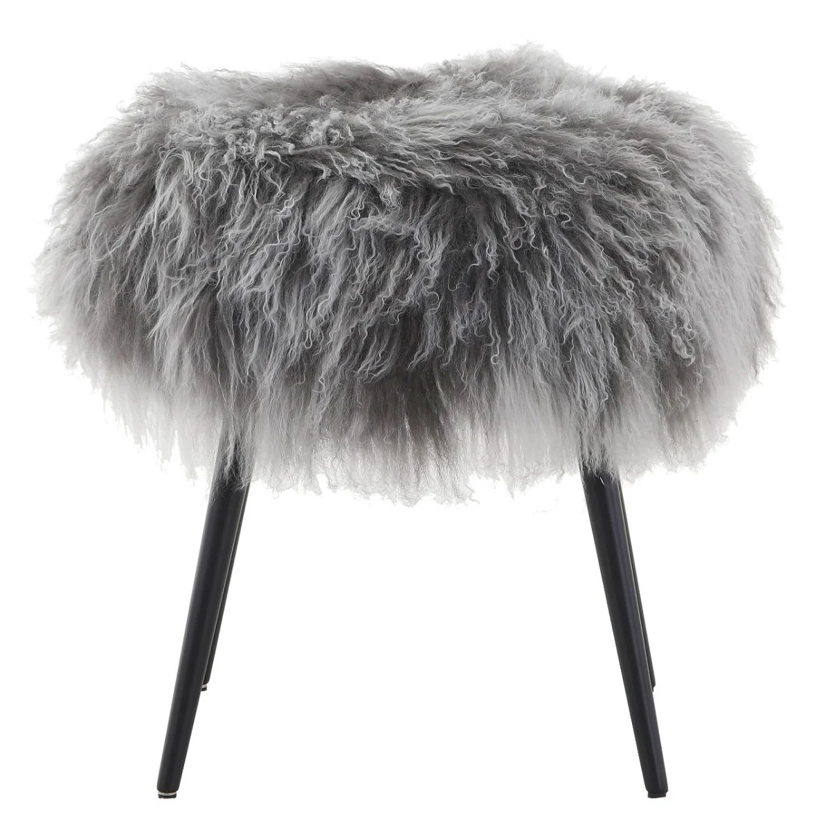 Keiichi Baaarb Ottoman – Grey Sheepskin - Image 2