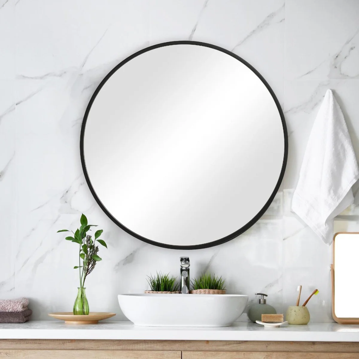 Keiichi Eve Medium Round Mirror – Black - Image 2