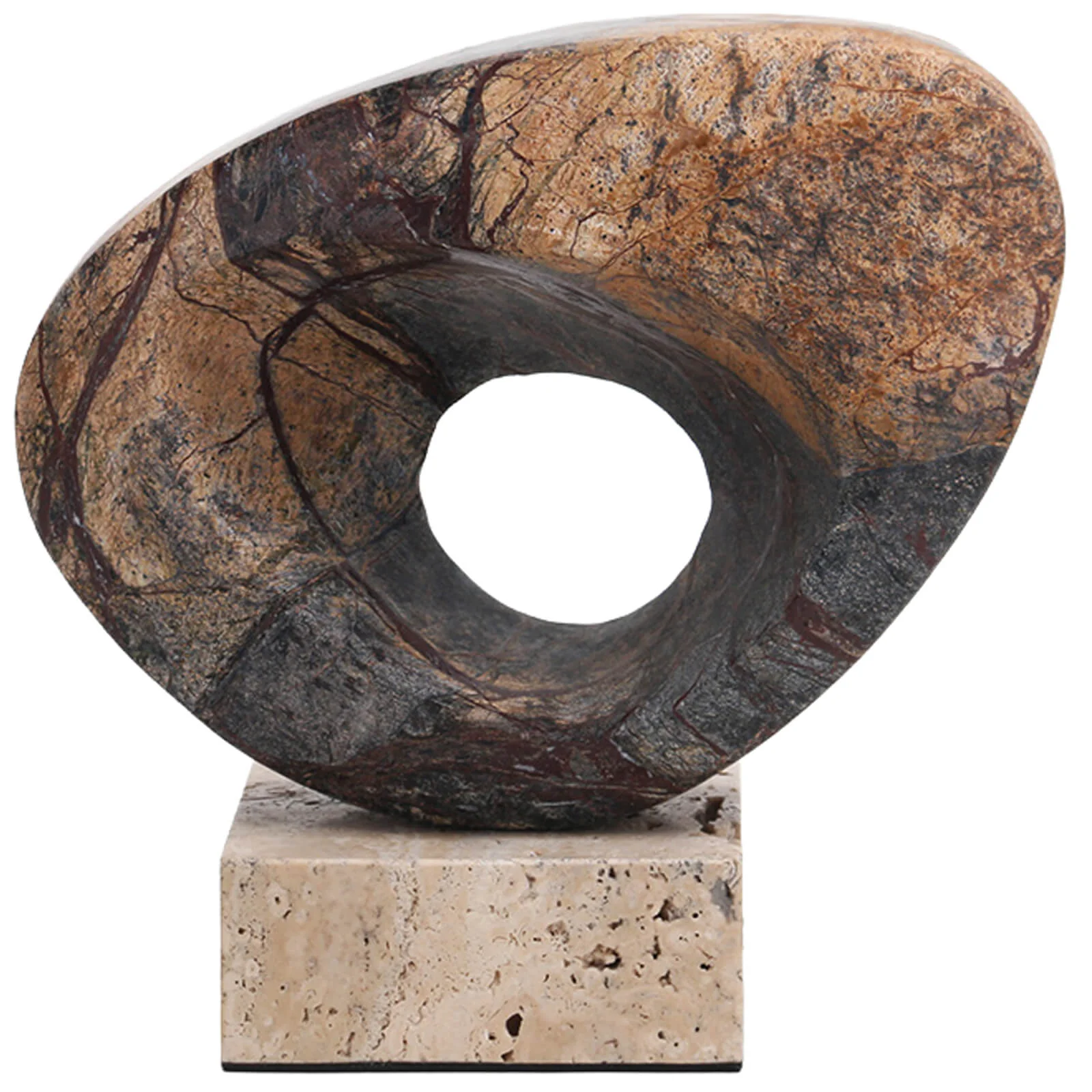 Keiichi Geometric Sculpture – Coffee Marble - Image 3