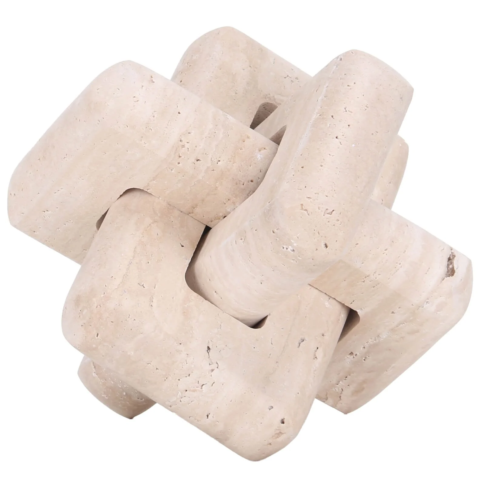 Keiichi Loop Sculpture – Large – Beige Travertine - Image 2