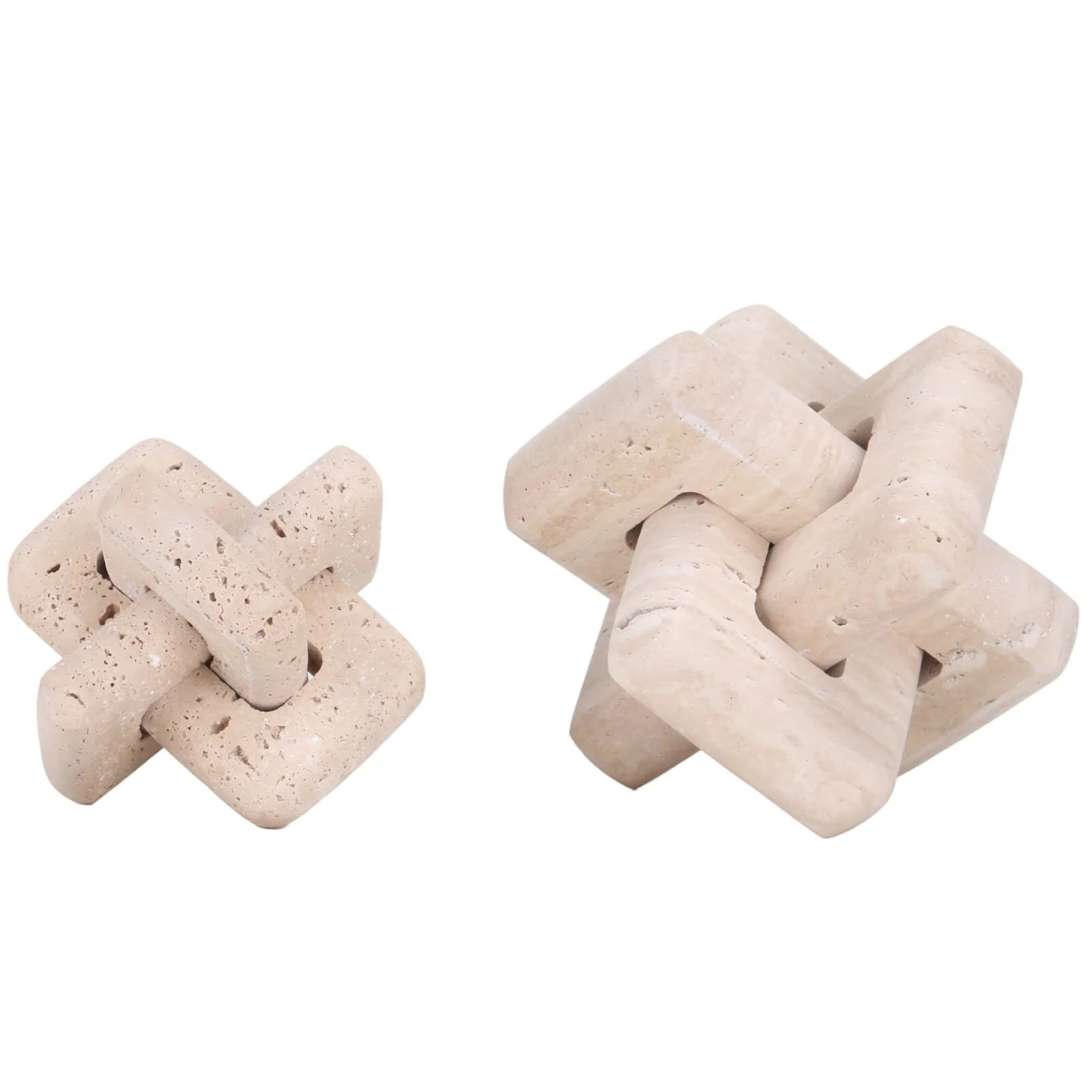 Keiichi Loop Sculpture – Small – Beige Travertine - Image 3