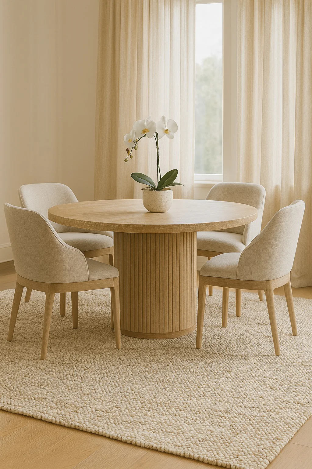 Keiichi Reeded Oak Round Dining Table - Image 6