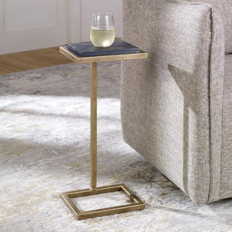 Keiichi Served Accent Table –  Black Marble & Brushed Gold - Image 4