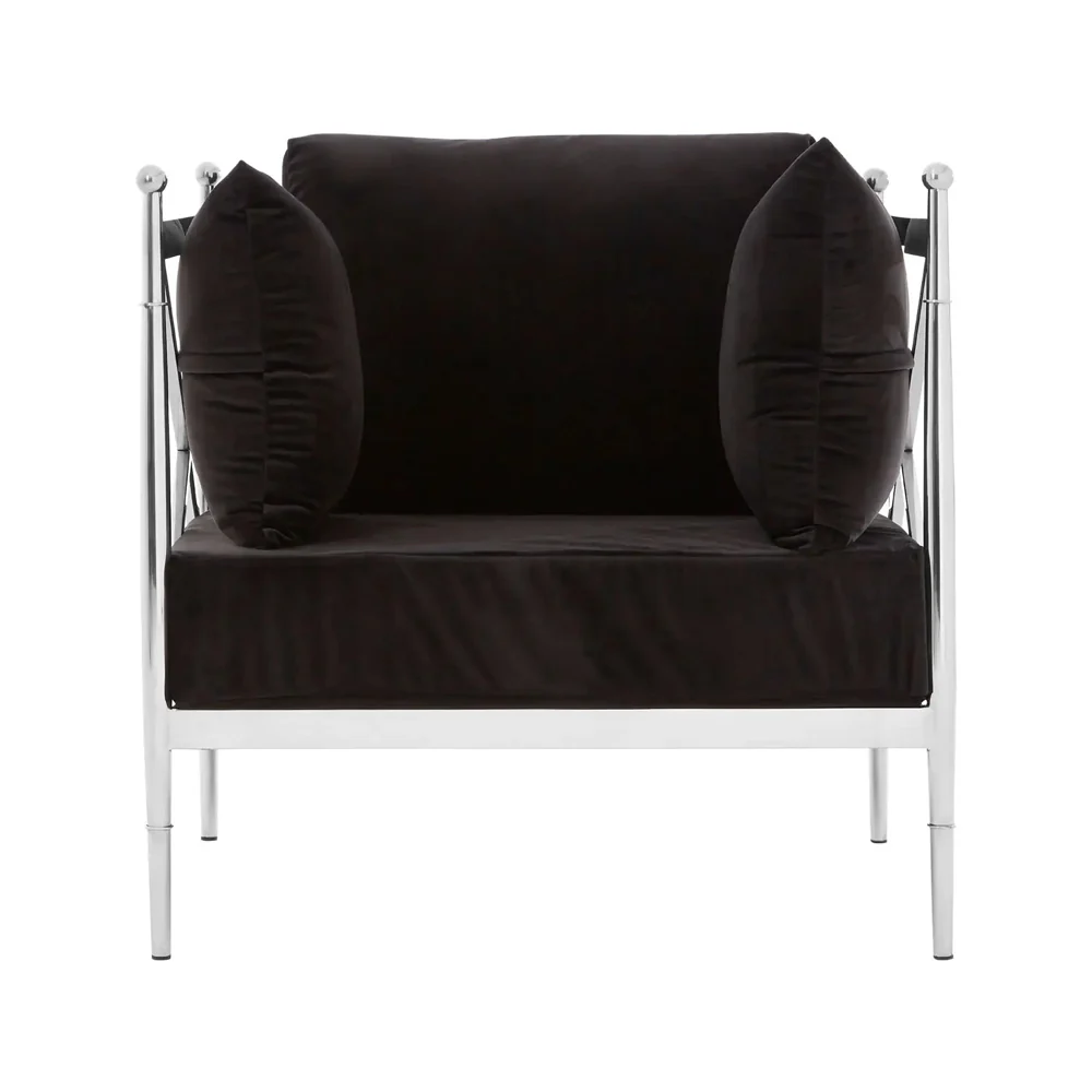 Laurent Chair with X-Frame and Metallic Silver Finish