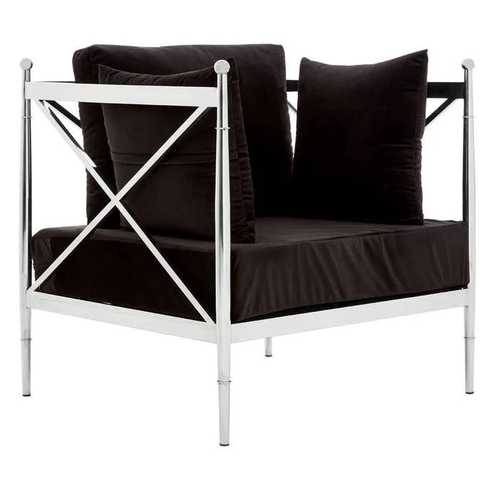 Laurent Chair with X-Frame and Metallic Silver Finish - Image 2