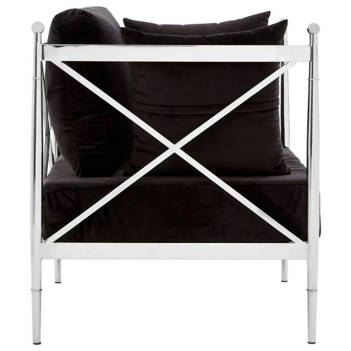 Laurent Chair with X-Frame and Metallic Silver Finish - Image 3