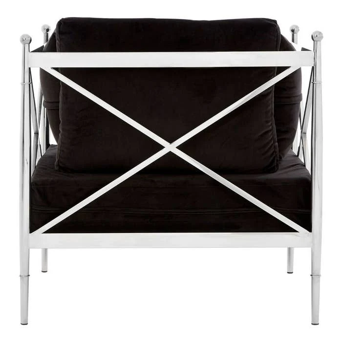 Laurent Chair with X-Frame and Metallic Silver Finish - Image 4