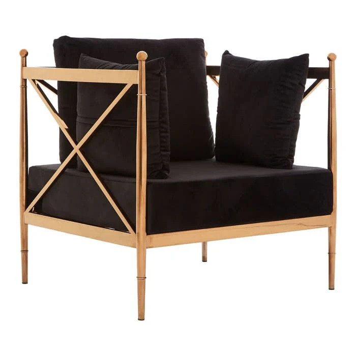 Laurent Chair with X-Frame and Metallic Rose Gold Finish - Image 2