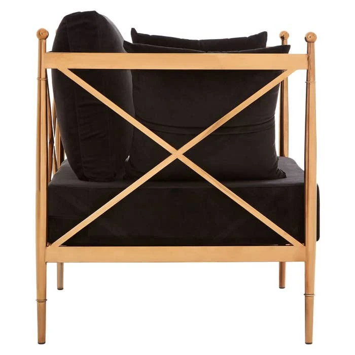 Laurent Chair with X-Frame and Metallic Rose Gold Finish - Image 3