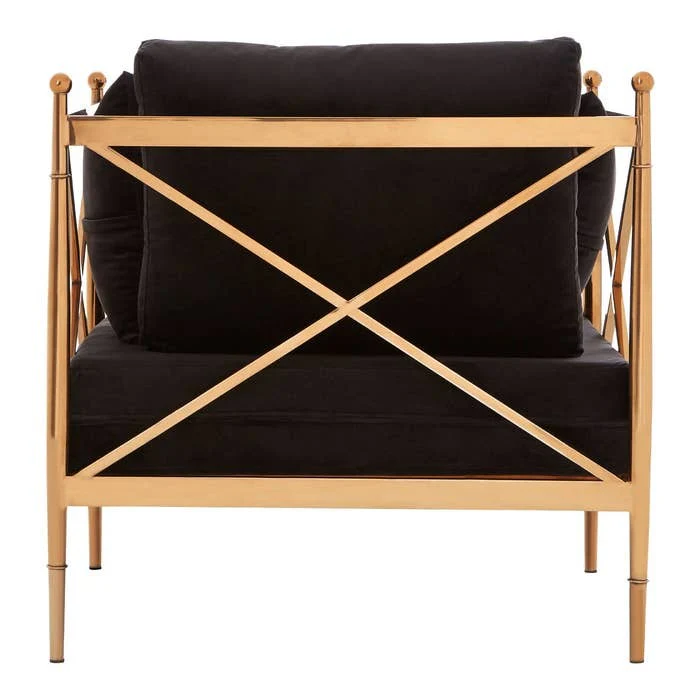 Laurent Chair with X-Frame and Metallic Rose Gold Finish - Image 4