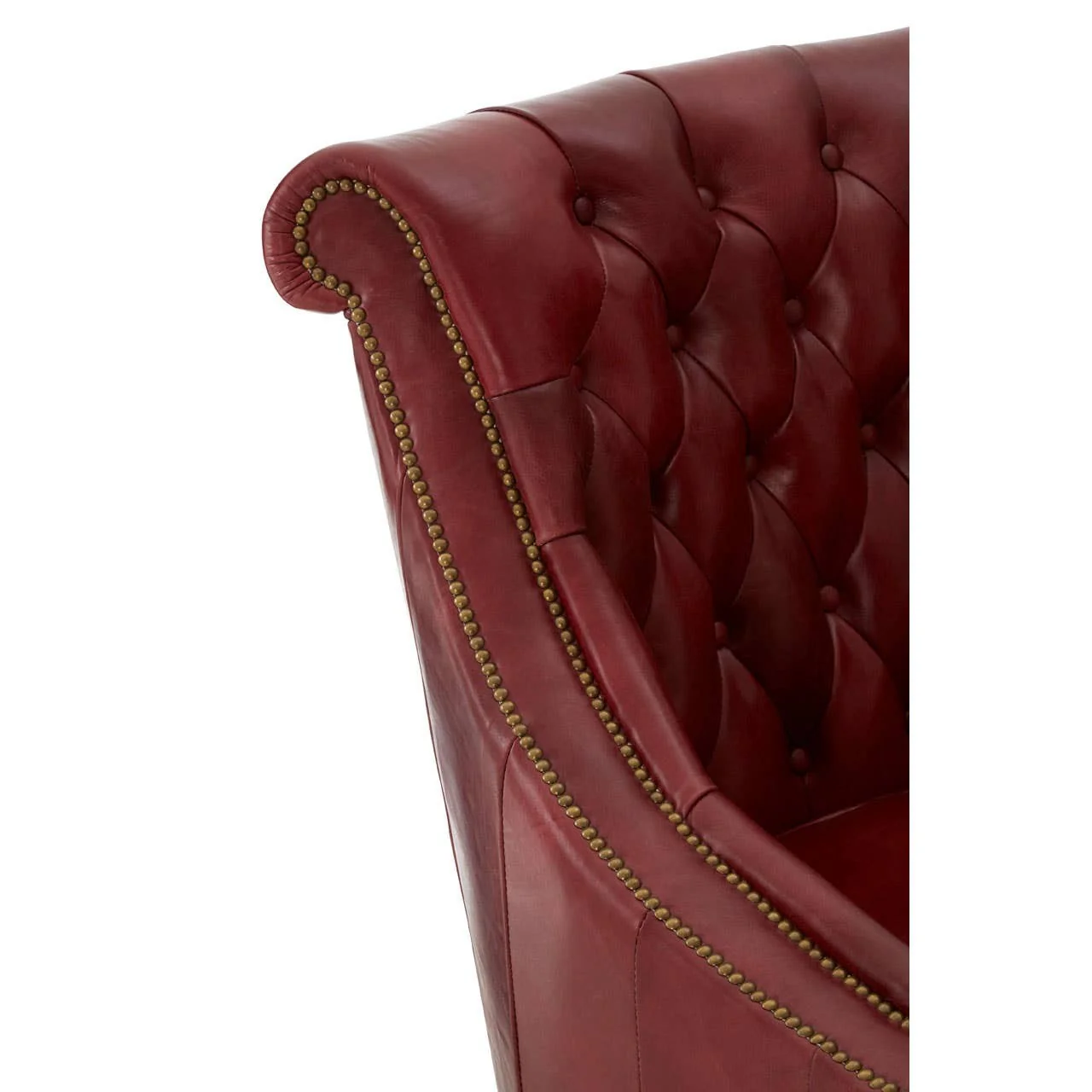 Leopold Studded Armchair – Red Leather - Image 6
