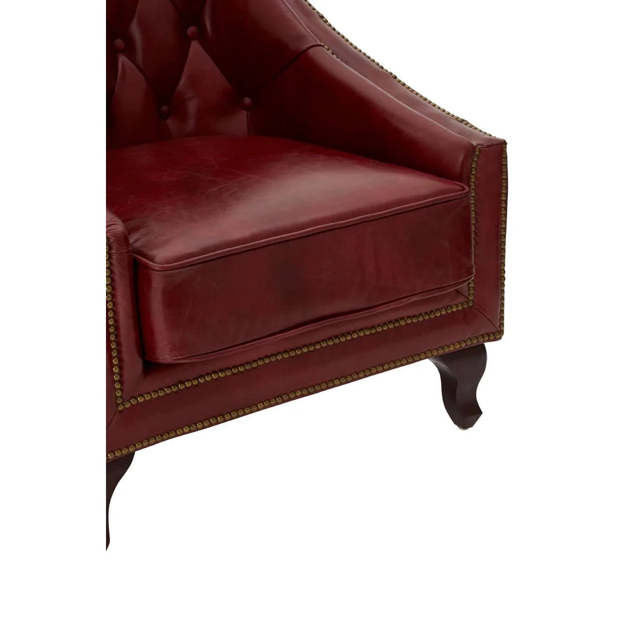 Leopold Studded Armchair – Red Leather - Image 8