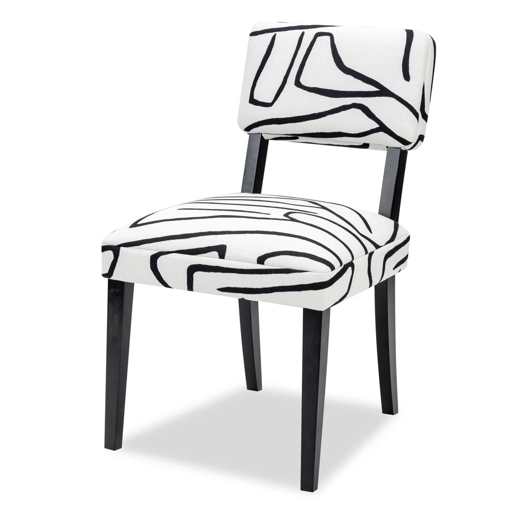 Liang & Eimil Alfama Dining Chair with Zebra Black and White Fabric and Oak Legs