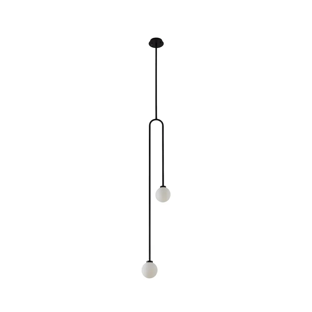 Liang & Eimil Arket Pendant Light – White Frosted Glass Globe/Black Metal