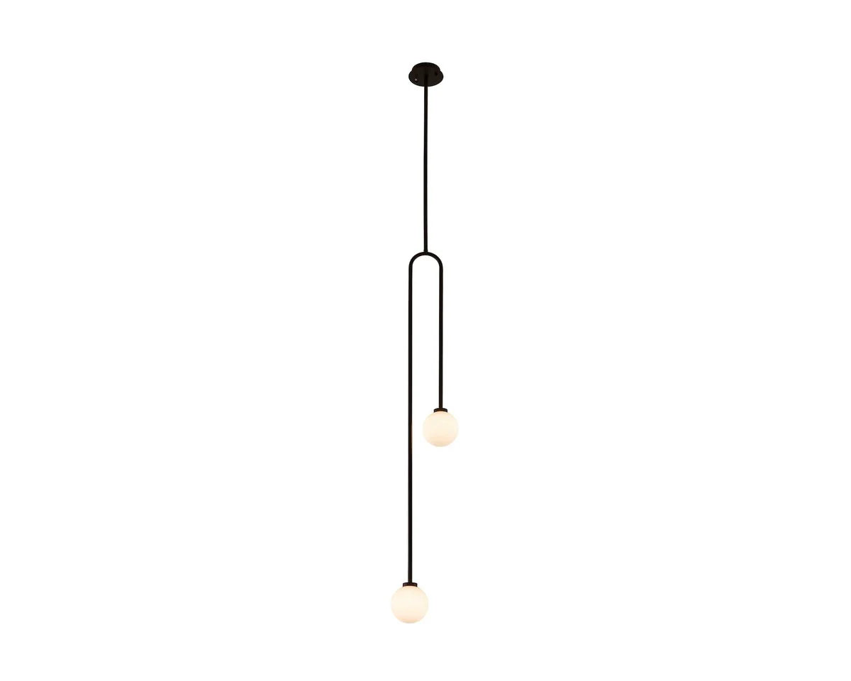 Liang & Eimil Arket Pendant Light – White Frosted Glass Globe/Black Metal - Image 2
