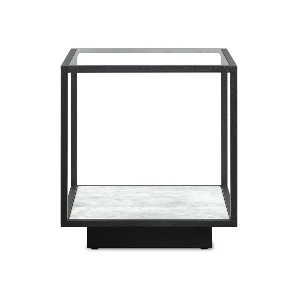 Liang & Eimil Belmon Side Table – Carrara Marble and Black Textured Metal