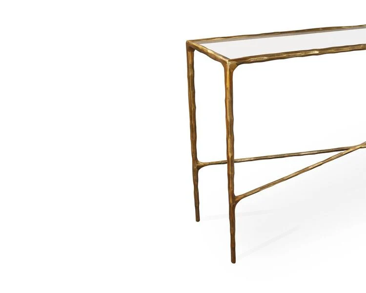 Liang & Eimil Cobra Console Table – Textured Antique Brass and Glass - Image 4