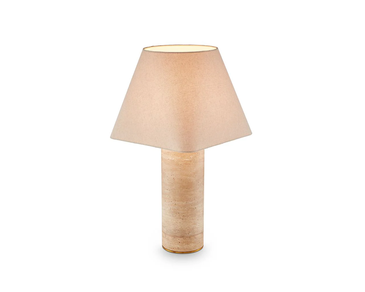 Liang & Eimil Corina Table Lamp - Travertine Marble & Beige Linen Shade - Image 2