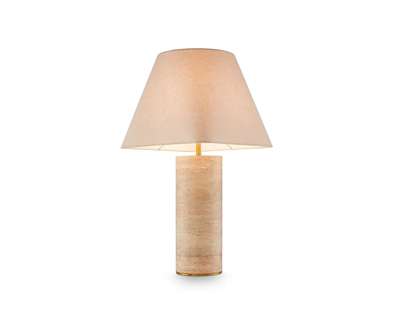 Liang & Eimil Corina Table Lamp - Travertine Marble & Beige Linen Shade - Image 3